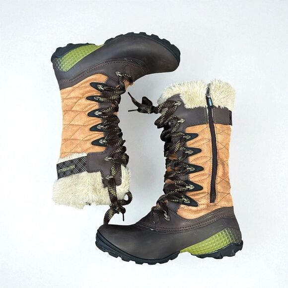 Merrel Boots Womens 8 Winterbelle Peak Waterproof Insulated Faux Fur Brown Boot - Picture 1 of 14